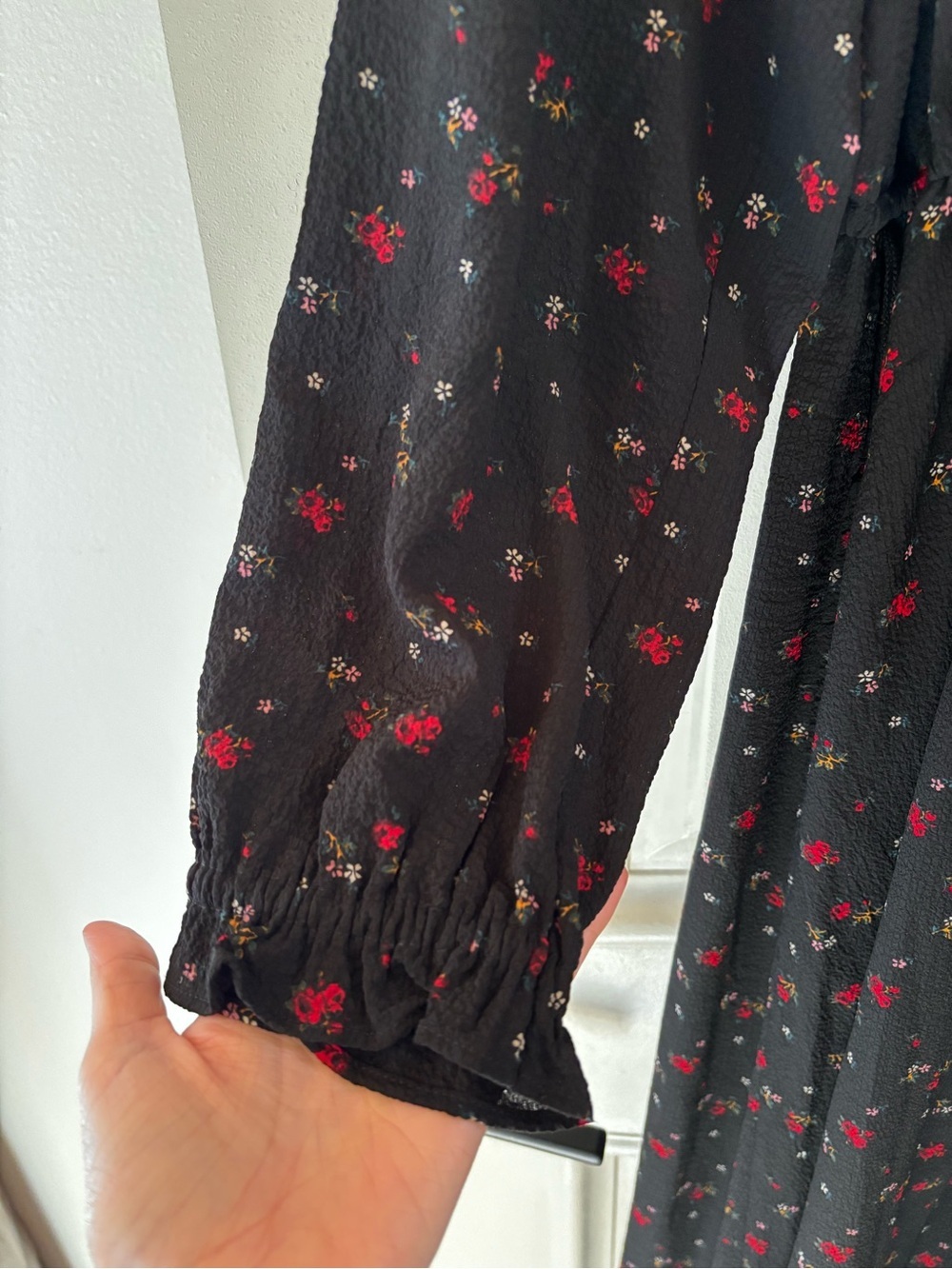 NWT GAP Black Floral Tie-Front Ruffle Dress Size Medium - Picture 5 of 8